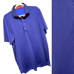 Greyson Men's Blue Geometric Patterned Short‎ Sleeve Golf Polo Shirt Size L